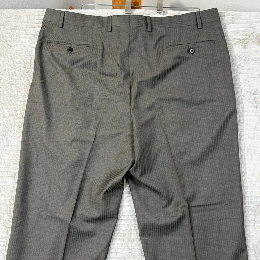 Zanella Thomas Brown Herringbone Wool Pleated‎ Cuffed Dress Pants Mens 40 Italy